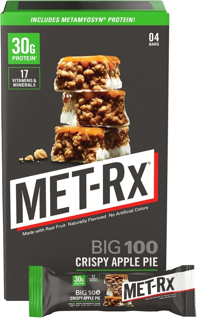 MET-Rx 大きい 100 の Colossal 蛋白質棒、Crispy の Apple の部分食事の取り替え棒、4 の計算