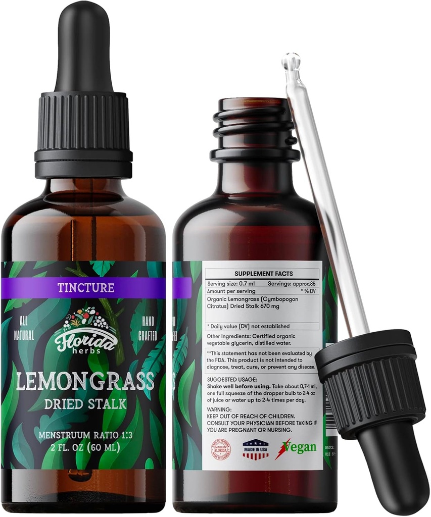 レモングラスのチンキ、有機レモングラスのエキス(Cymbopogonのシトラス)の草の補足、冷間プレスされた有機性野菜のグリセリン、700のmg、2oz (60のml)の非GMO
