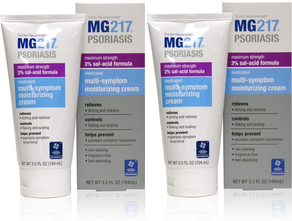 MG217 3% のサリチル酸、多症状、芳香の自由な、3.5 の Fl の Oz の (5604) が付いている保湿の乾癬のクリームを医薬品しました(2 のパック)