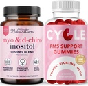 SMNutrition PMSサポートグミー&マイオイノシトール&D-Chiroイノシトール | 40:1レシオイノシトールサプリメント(30サービング)と女性用ハーブサイクルサポートグミー(30サービング)のホルモンバランス調整バンドル
