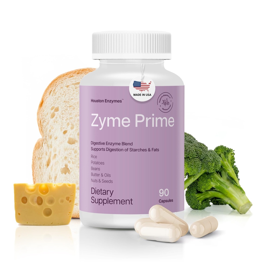 ヒューストン酵素 - Zymeプライム - 90カプセル - 消化酵素女性&男性酵素、炭水化物の消化、脂肪&タンパク質の故障、許容範囲、ブロッキング&ガス、消化健康サプリメント