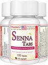 センナ錠100 Ct. | 天然野菜乳化剤(アメリカ製) | 便秘、コロンクレンザー、デトックスクレンジング、大人向け便秘救済 8.6mg、スツールソフトプラス(1本)