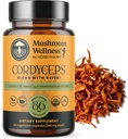 Mushroom Wellness Cordyceps Blend with Reishi: Organic Cordyceps & Reishi Mushroom Capsules, Mushroom Powder Supplement, Supports Immune System & Healthy Urinary Function, 90 Vegan Capsules
