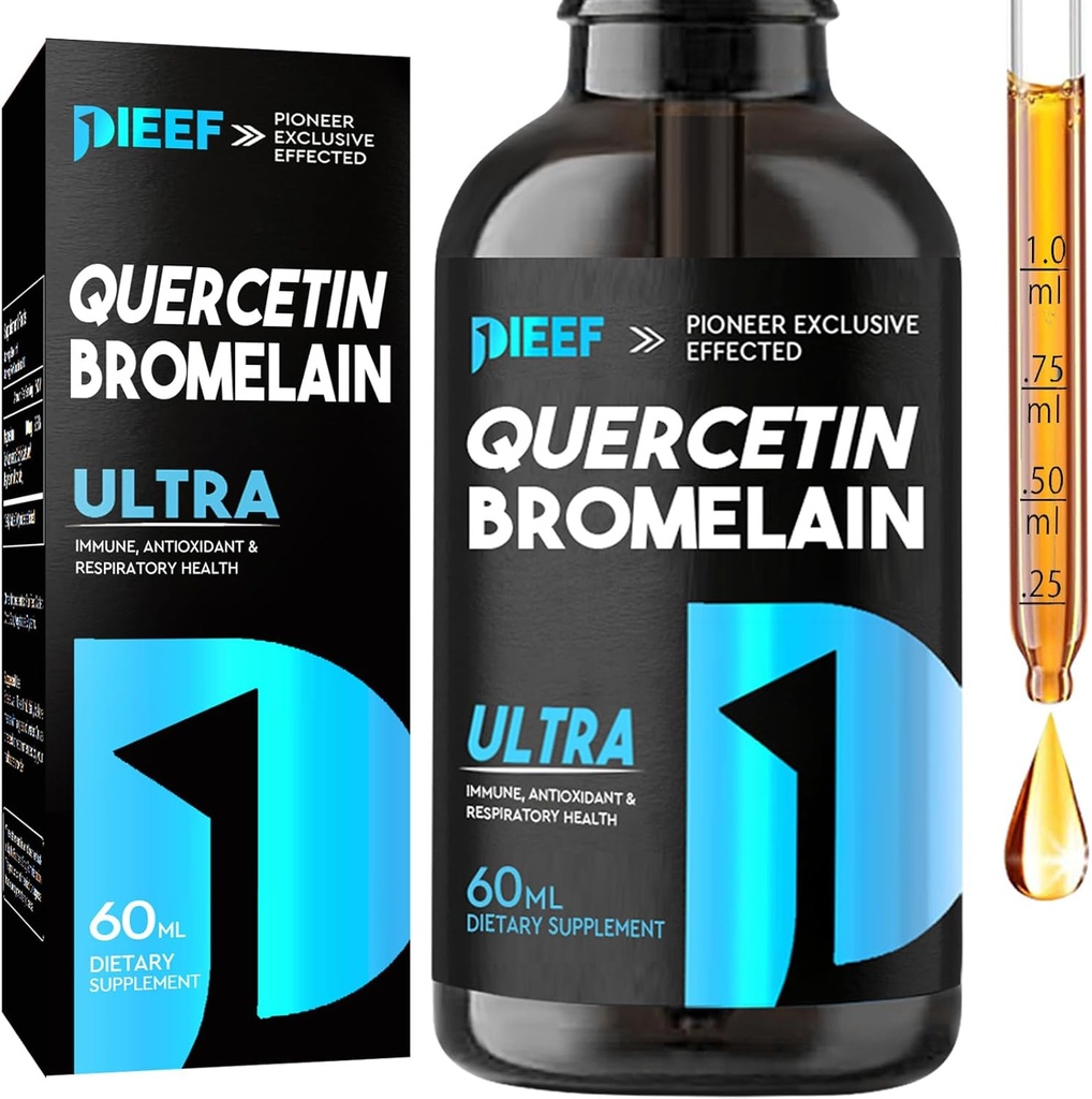 Bromelainの液体の低下、ケルセチンの補足1000mgの呼吸の健康の免疫の複雑なサポート、亜鉛が付いている7-in-1 Quercetinの液体の低下が付いているケルセチン