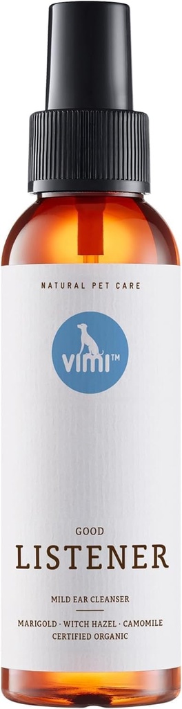 Animaux vimi の耳の洗剤のよいリスナー - 敏感な犬の耳のための耳の洗剤のスプレー - Camomile の耳の心配、 Calendula 及び魔女のヘーゼル-Thorough 及び穏やかなクリーニングのための- 3.38 Fl Oz