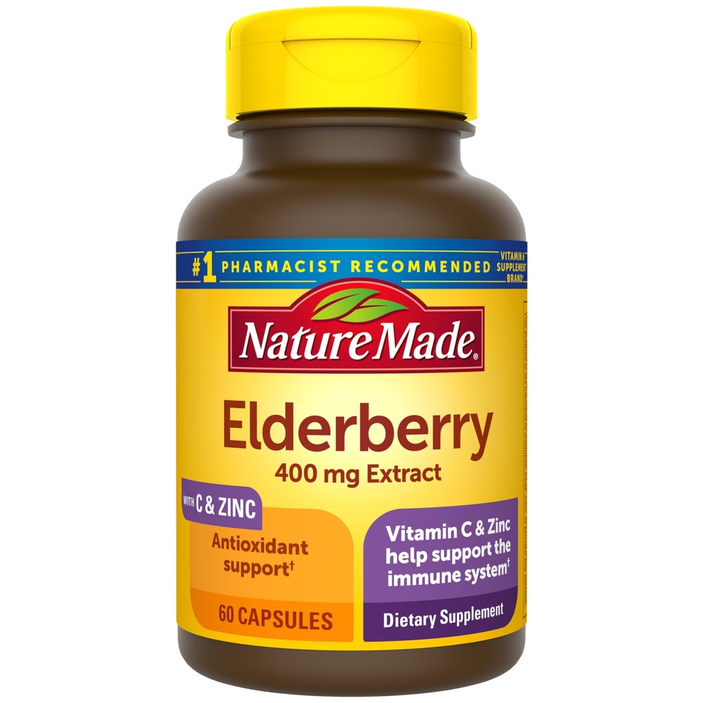 自然はビタミンCおよび亜鉛のElderberry 400のmgのエキス、免疫サポート、60のカプセル、60の日の供給のためのサプリメントを作りました