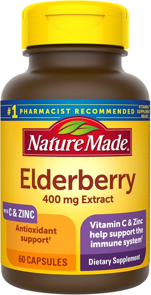 自然はビタミンCおよび亜鉛のElderberry 400のmgのエキス、免疫サポート、60のカプセル、60の日の供給のためのサプリメントを作りました