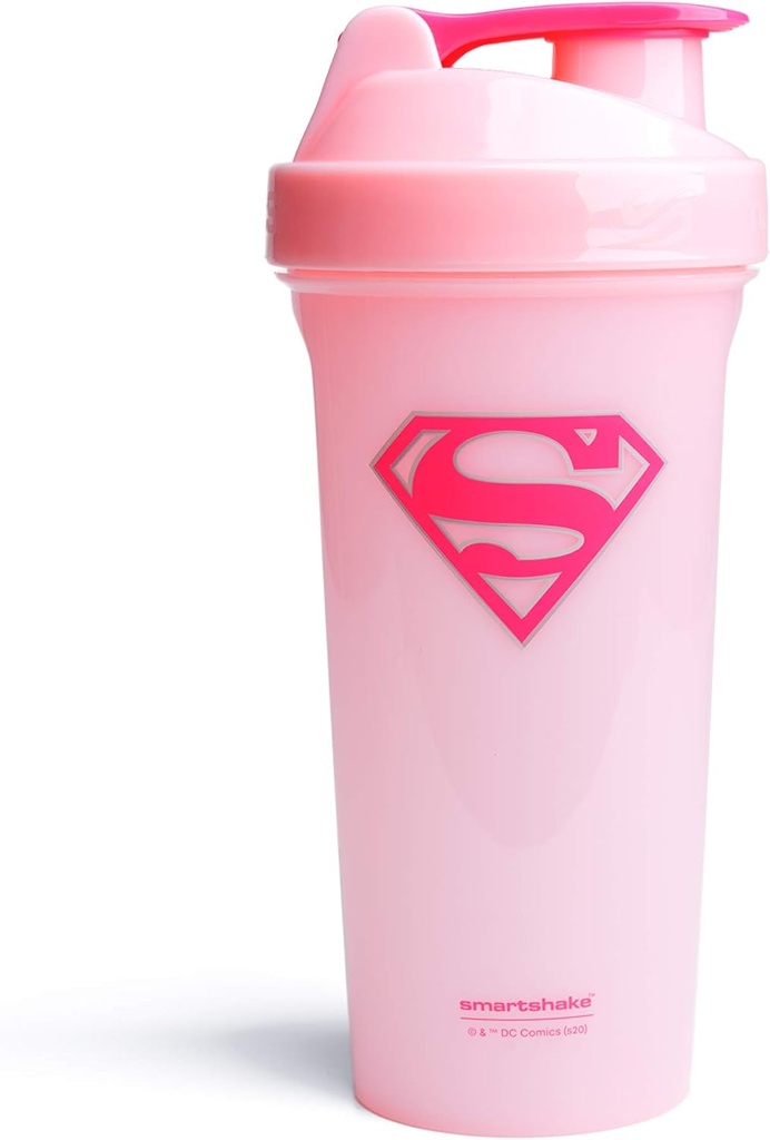 Smartshake Lite正義リーグプロテインシェーカーボトル 800ml – DCコミックウォーターボトル, 耐摩耗性BPA無料ジムシェーカーとプロテインパウダー (スーパーガール)