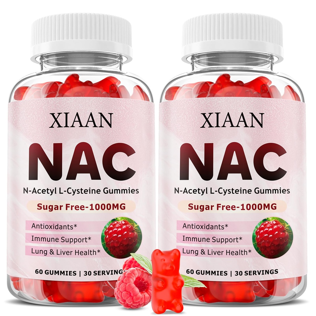 子供のためのNACグミー & 大人, Nアセチル Cysteine 1000mg NACサプリメント 抗酸化剤&免疫サポート, 肺&肝臓の健康, ラズベリー味 120 カウント