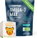 Coromega 家族の束–大人及び子供のための Omega-3 の魚油(60 のスクイーズのパケット) 2400mg/650mg Omega-3 + ビタミン D、3X より多くの吸収の丸薬、魚介類の後味無し、ココナッツ ブリス及び熱帯オレンジ