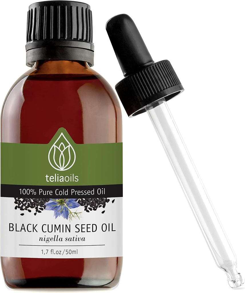 Teliaoilsの黒の種のCuminオイル、100%の純粋、自然、風邪は、オメガ3及びOmega-6脂肪酸及びポリフェノールの優れた等級、皮、釘及び毛、優秀な酸化防止剤で豊富に押しました
