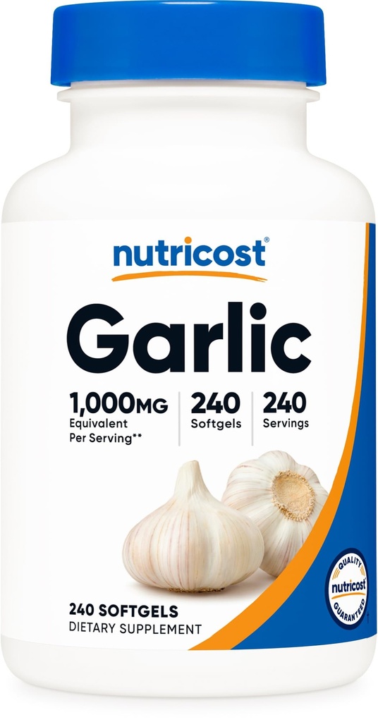 Nutricost Garlic 1000mg、240 Softgels - 無臭、プレミアムグルテンフリーサプリメント