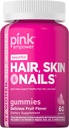 ピンクヘアスキンネイルグッズ | 60 カウント | プラスコラーゲン&ビオチン | ノンGMO&グルテンフリー ビタミン 女性専用 | いちご味