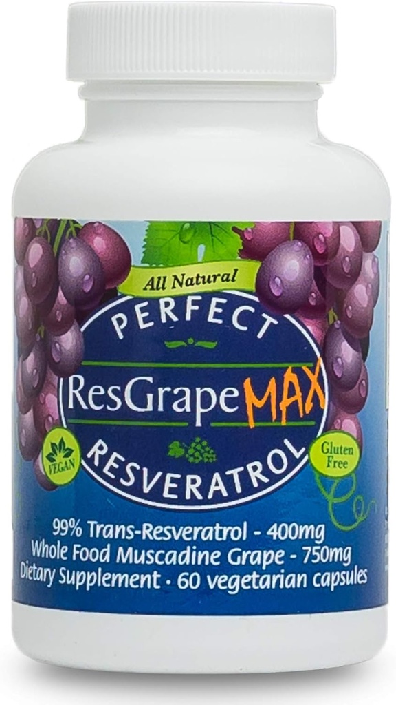 Perfect Supplements – Perfect ResGrape Resveratrol MAX – 60 Capsules – Trans-Resveratrol & Organic Muscadine Grapes – Promotes Anti-Aging