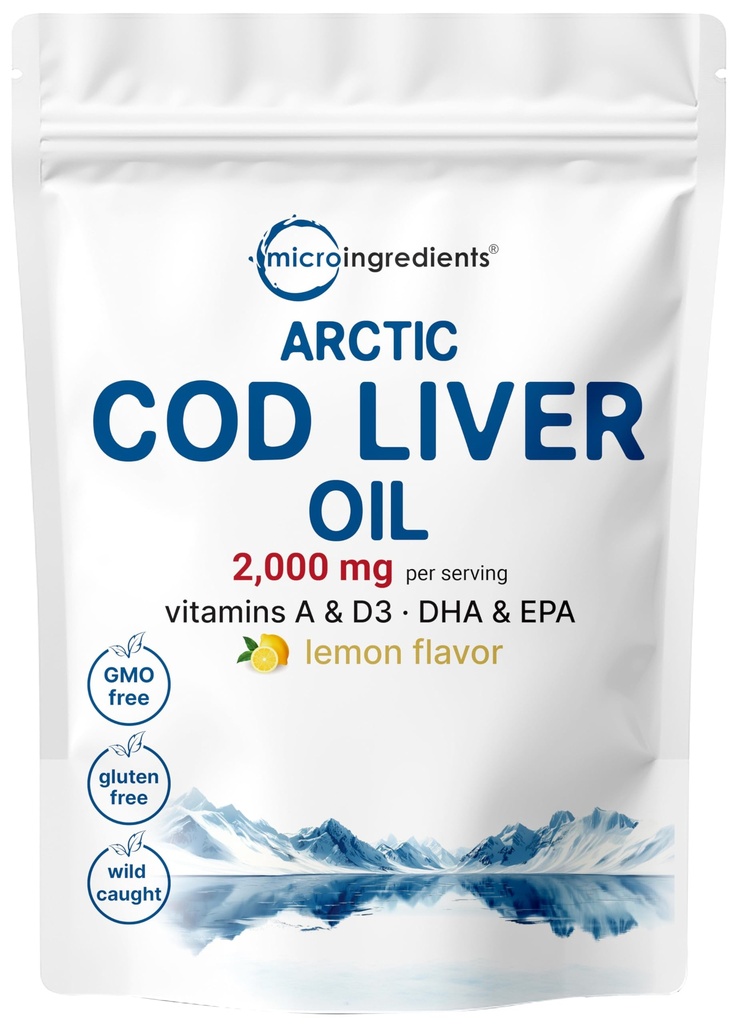 コッド肝油 2,000 mg のサービング、360 の Softgels | Burpless レモン風味 – オメガ 3、ビタミン A ・ D3、EPA、DHA | ワイルド キャッチ アークティック 深海の魚 | 心臓、脳、免疫 サプリメント