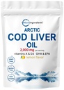 コッド肝油 2,000 mg のサービング、360 の Softgels | Burpless レモン風味 – オメガ 3、ビタミン A ・ D3、EPA、DHA | ワイルド キャッチ アークティック 深海の魚 | 心臓、脳、免疫 サプリメント