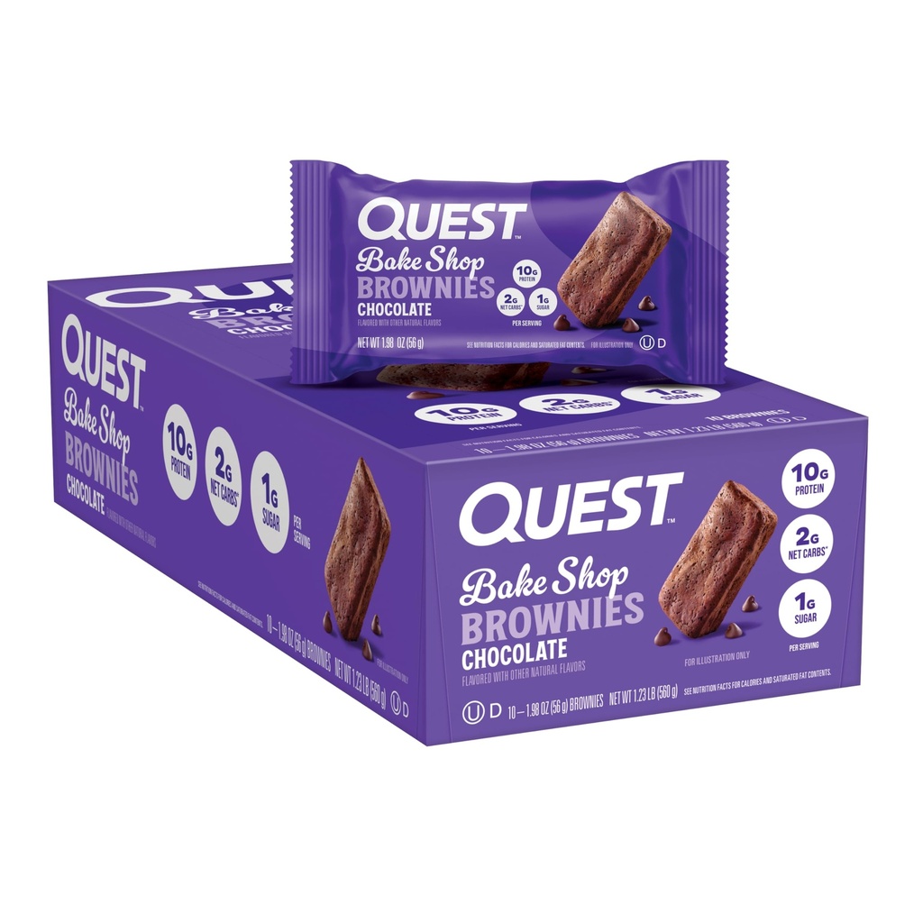 Quest Nutrition Bake Shop, チョコレートブラウン, 10g タンパク質, 2g ネット炭水化物, 1g 砂糖, タンパク質スナック, 10 カウント
