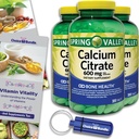 春の谷のCaciumのクエン酸塩のタブレットの食事療法の補足600のmg 300のCt 3のpkの選択の束(900の合計)+ビタミンのガイド及び丸薬の容器(5項目)!