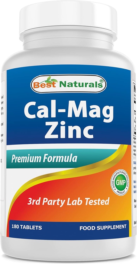 #1 ベストナチュラルズによるCAL MAG ZINC - エッセンシャルミネラルコンプレックス - 米国ベースGMP認定施設と純度のためにテストされたサードパーティ製。 保証!! 180錠