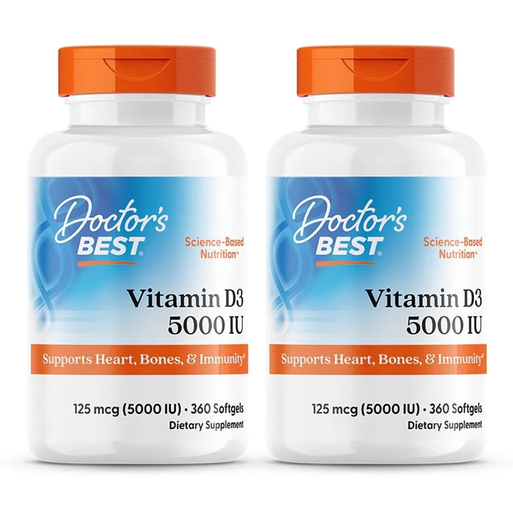 医者のベスト(2パック) ビタミンD3、125 mcg (5000 IU)、360 Softgels