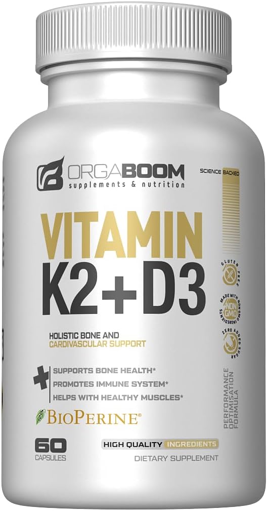 ビタミンD3 K2カルシウムサプリメント - ビタミンD 5000 IU +ビタミンK2 MK7 100 mcg、女性と男性のための骨の強度と心臓の健康サプリメント、バイオペリン、米国産非GMO 60キャップ付きD3K2歯のビタミン