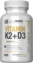 ビタミンD3 K2カルシウムサプリメント - ビタミンD 5000 IU +ビタミンK2 MK7 100 mcg、女性と男性のための骨の強度と心臓の健康サプリメント、バイオペリン、米国産非GMO 60キャップ付きD3K2歯のビタミン
