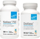 XYMOGEN NiaVasc 750 Sustained Release Niacin (120錠) + DioVasc ヘルシーな静脈 + Micocirculation (60カプセル) のためのサポート