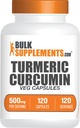 BulkSupplements.com Turmeric 500mg Extract Capsules - Curcumin Supplements, Turmeric Curcumin - Gluten Free,120 Veg Capsules (Pack of 1)