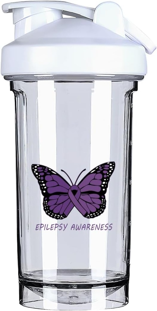 Epilepsy の Awareness 18 の Ounce のシェーカーのびんの飲み物のミキサーの漏出防止のプレワークアウトの蛋白質の揺れの食事の取り替えの揺れのびん 500ML/18 Oz ホワイト