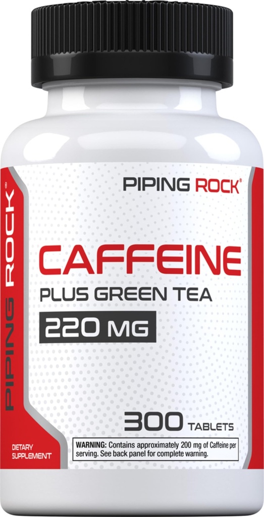 パイピングロックカフェインピル220mg | 300錠 | 緑茶エキスのサプリメント | ベジタリアン・非GMO・グルテンフリー・グルテンフリー