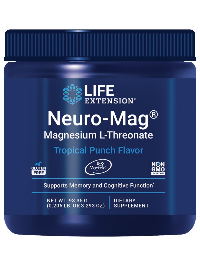 ライフエクステンション Neuro-Mag マグネシウム L-Threonate パウダー (Tropical Punch) - Ultra-Absorbable マグネシウム - メモリ、フォーカス、認知機能と気分をサポート - グルテンフリー、非GMO、ベジタリアン(30 サービング)