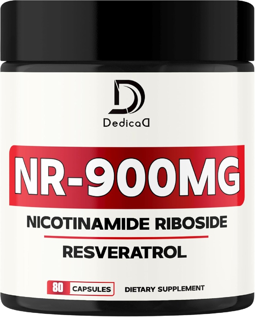 NAD Nicotinamide Riboside Resveratrol 900mg Plus Resveratrol 100MG - Cellular Production & Restoration, Aging Well, Overall Vitality - 80 Capsules