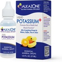 ALKAZONE Liquid Potassium+ | Liquid Supplements Have Faster Absorption Rate | Concentrated | Easiest Way to take Potassium | Tasteless Flavorless | 1.25 Oz, Clear, Pack of 1