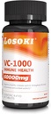Losoki VC 1000 - 免疫サポート&抗酸化保護のための高用量ビタミンCサプリメント - バラHIPSパウダー - 60錠