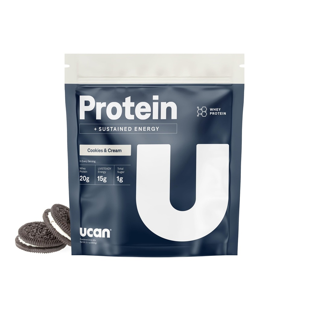 UCAN エネルギー + 乳液プロテインパウダー - 19g アミノ酸とBCCAs - Keto、追加砂糖、グルテンフリー - クッキー&クリーム - 12のサービング