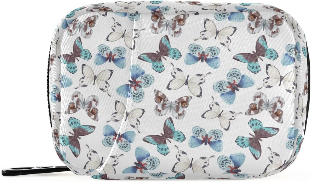 Naanle の青い蝶 7 日の丸薬の箱の Zipper 袋が付いている旅行オルガナイザー-携帯用週例-ビタミンの補足のホールダーのためのコンパクト サイズ