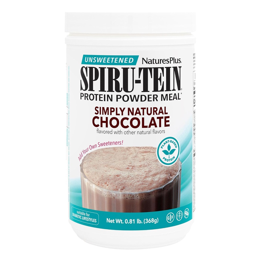 Natures Plus ナチュラルSPIRU-TEIN シェイク - チョコレートを甘やかす - 0.82 lb プロテインパウダー - 食事の交換 - 自然エネルギー - 糖尿病のライフスタイルをサポート - ベジタリアン、16 サービング