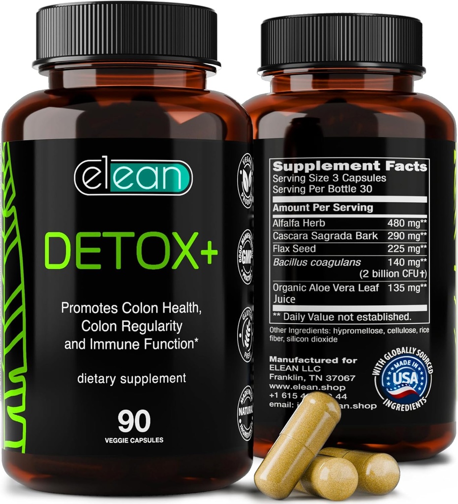 ELEAN Detox Plusは、プロバイオティック、アルファルファ、フラックスシード、有機アロエベラ、Cascara Sagradaバーク、コロンクレンジング、腸の健康、消化器の健康とトータルコロンケアをブレンドしました。 90カプセル30日の供給