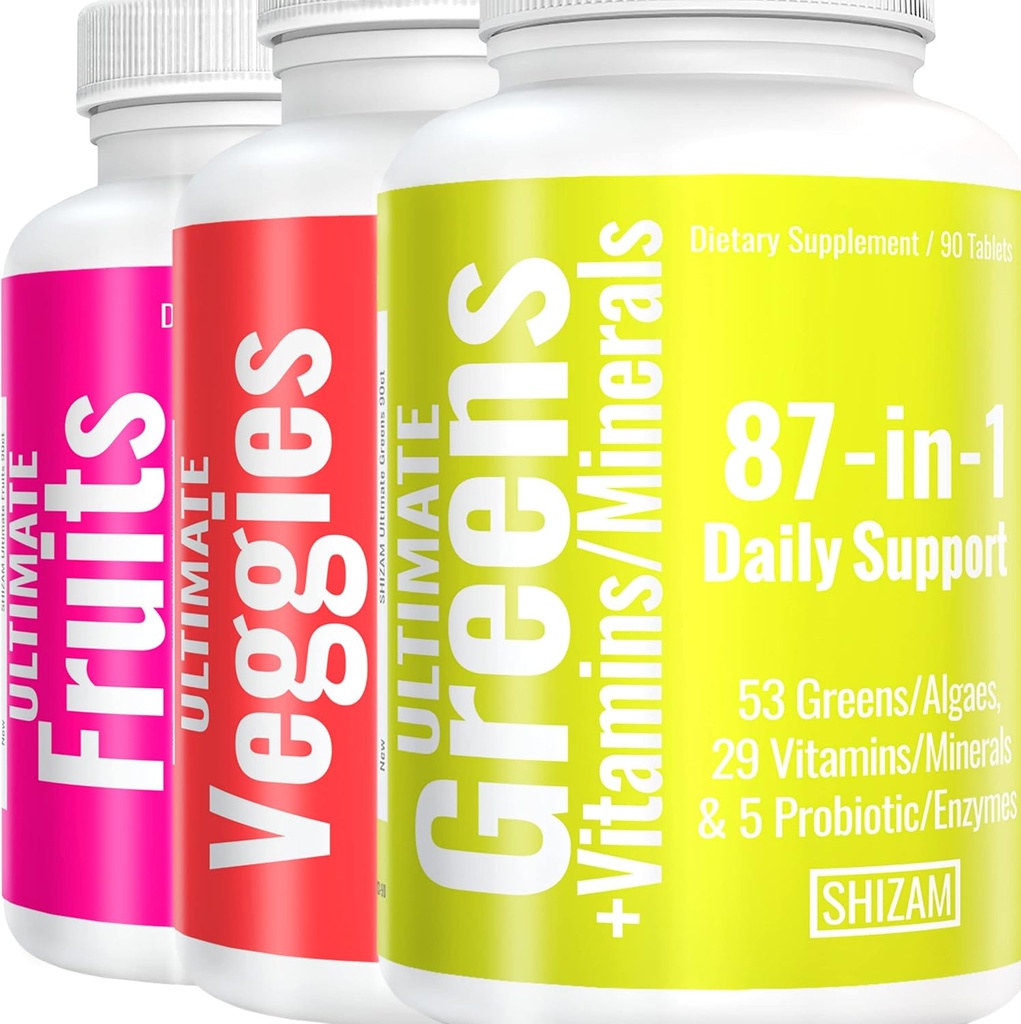 SHIZAM スーパーグリーンフルーツ&ベジギーカプセル | スーパーフード デイリー スーパーグリーン ブレンドフルーツ&野菜 サプリメント | フルーツと野菜 サプリメント パウダー アルト | オーガニック スーパーグリーン スーパーフード 野菜