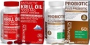 Bronson Probiotic 50 Billion CFU + Appleのポリフェノール及びパイナップルのフルーツのExtracのAntarctic Krillオイル1000 mg Omega-3s EPA DHA