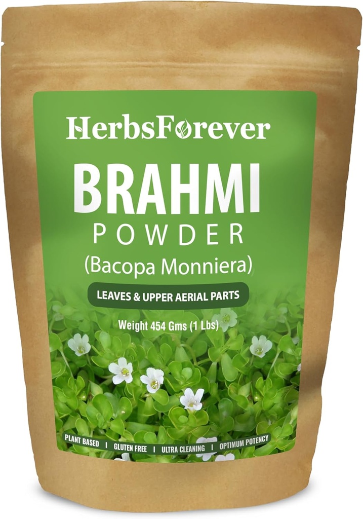 HerbsForever BrahmiパウダーI 100%純粋なBacopaモニーリIナチュラルハーブサプリメント - 非GMO、ビーガン、グルテンフリー私はウェルネスをサポート - プレミアム品質454 GMS