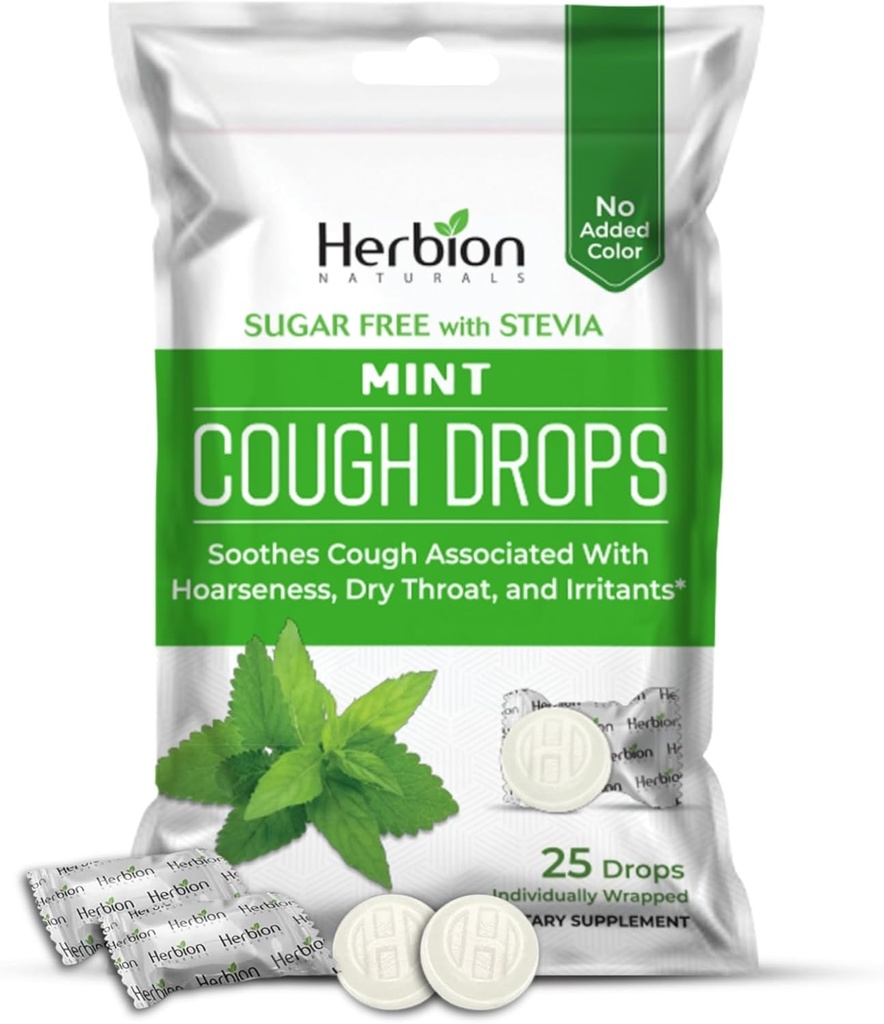 HERBIONナチュラルズクアフドロップ、シュテビア、栄養補助食品、ソレスクアフ、大人6歳以上の子供、125ドロップ(5のパッケージ)、ミント