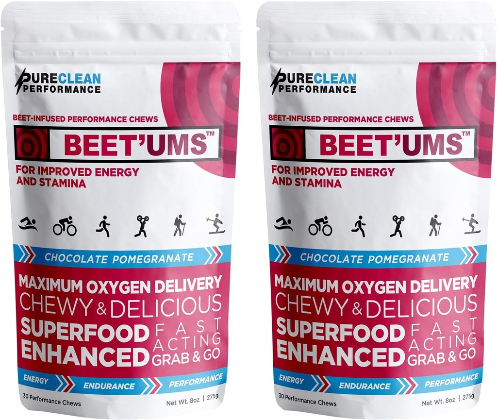 BEET'UMSビートチュー - プレミアムオーガニックビートジュースパウダーサプリメント - ニトリ酸化物エネルギー&血流循環サポート - 7スーパーフード付きリアルチョコレートザクロ健康咀嚼(2)