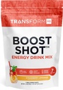 TransformHQ Boost Shot Powder Drink Stick Packets, Strawberry Lemonade, 7 Pack, Energy Supplements for Women & Men, with Caffeine, Vitamin B12, B9, B6 & B3
