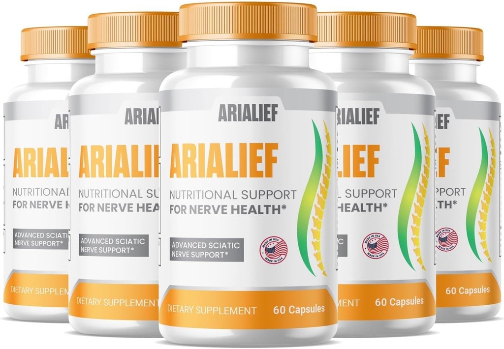 SPRESSO (5パック) Arialief Sciatica Nutritional Support Capsules, Arialief Advanced Formula Sciatica Edward Supplement, Nerve Edward Supplement, Arialeaf Prime Palm Sciatica (300カプセル)