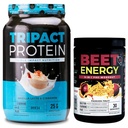 Nutrology の TRIPACT の蛋白質の粉、7-in-1 食事の取り替えのシェイク、バニラ ラッテのシナモンの味(40 のサービング) ビートの自然な O2 のプレワークアウトの粉、情熱のフルーツの味(30 のサービング)