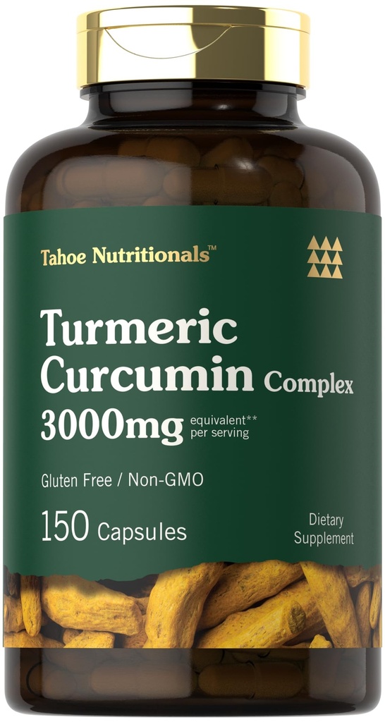 ターメリッククルクミン3000mg | 150カプセル | 黒胡椒エキスのターメリックサプリメント | 非GMO、グルテンフリーハーブコンプレックス