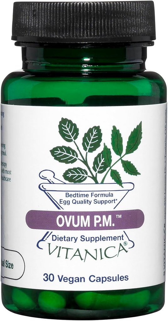 Vitanica Ovum P.M. - Egg Quality Support with Vitamin D3, Alpha Lipoic Acid & Melatonin - Works Best with Ovum A.M. - Herbal Dietary Supplement for Women's Health - Pro Logo - 30 Vegan Caps