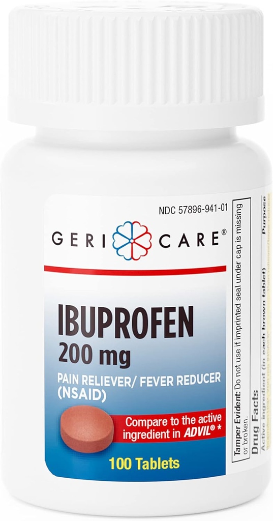 GeriCare Ibuprofen 200mgの痛みのRelieverおよびFeverの減力剤–頭痛、風邪、歯痛および接合箇所の痛み100の計算のためのタブレット(1のパッケージ)