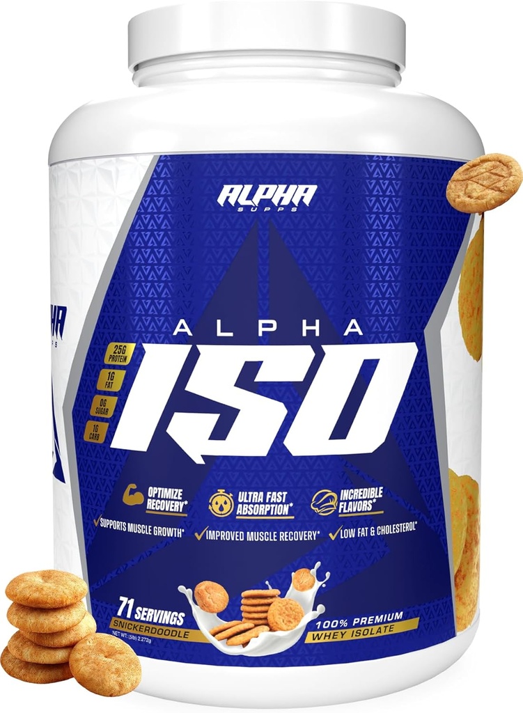 アルファはISO、低い炭水化物100%の乳清蛋白質の隔離の粉、サービングごとの25グラムを、助けサポート筋肉成長、低い砂糖およびグルテンフリー(ニッカーDoodle、5つのlb)供給します